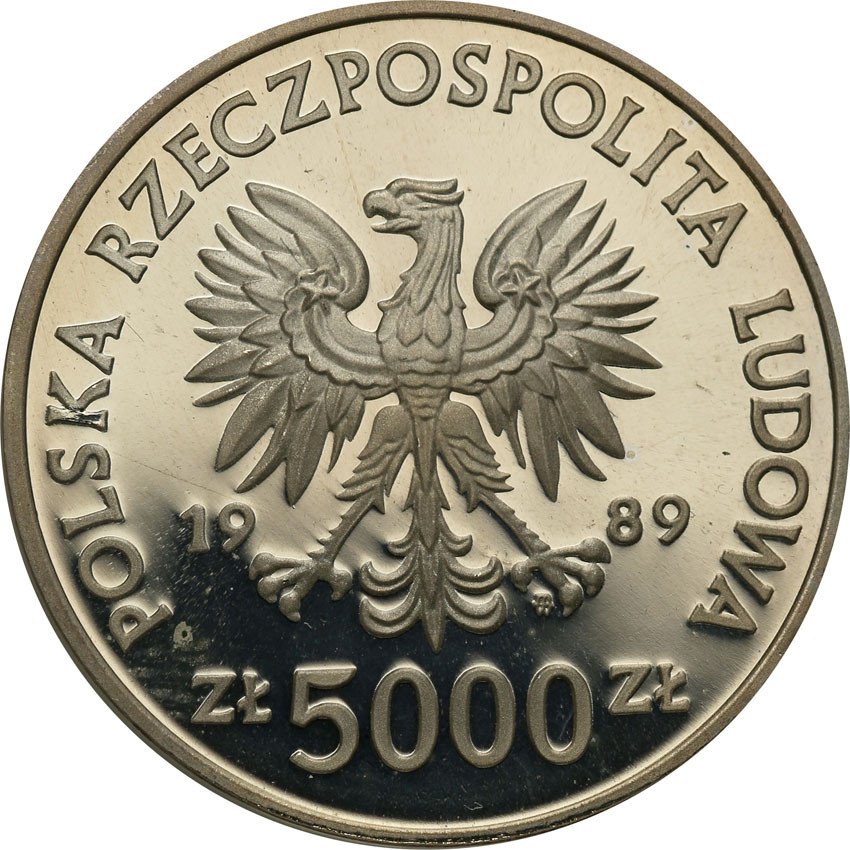 PRL. 5000 złotych 1989 Jagiełło Półpostać - Rzadkie